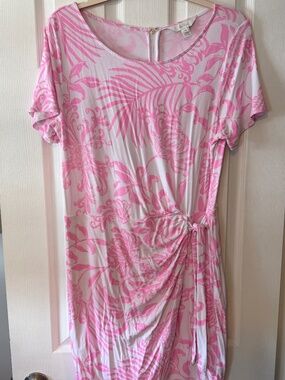 Lilly Pulitzer Tie Front Pink and White Romper Size XL